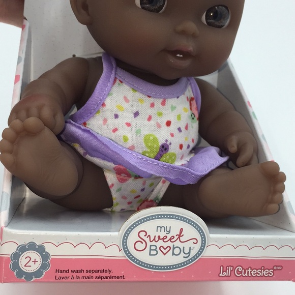 My Sweet Baby Lil' Cutesies African American Baby Doll Black Plastic Purple New - Picture 7 of 14